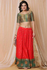 Buy Green Brocade Readymade Saree Blouse Online - KARMAPLACE