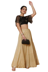 Buy Women's Black Net Readymade Saree Blouse