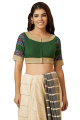 Buy Women's Green Handloom Cotton Readymade Saree Blouse Online