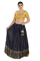 Buy Women's Gold Polyester Readymade Saree Blouse Online - Zoom In