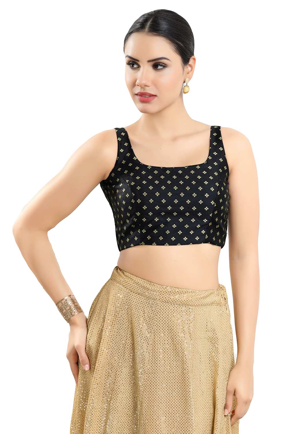 Black - Satin - Readymade Saree Blouse Designs Online: Buy Fancy Blouses at  Utsav Fashion