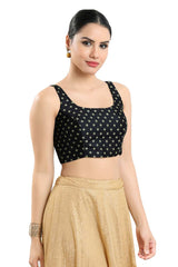 Buy Women's Black Art Silk Readymade Saree Blouse Online - Side