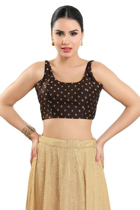 Buy Women's Brown Art Silk Readymade Saree Blouse Online