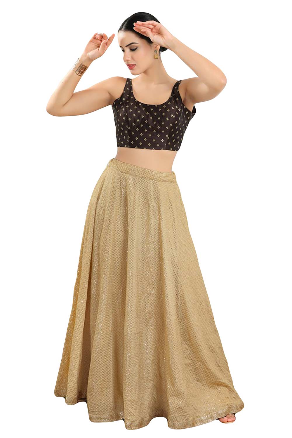 Buy Women's Brown Art Silk Readymade Saree Blouse Online - Zoom In