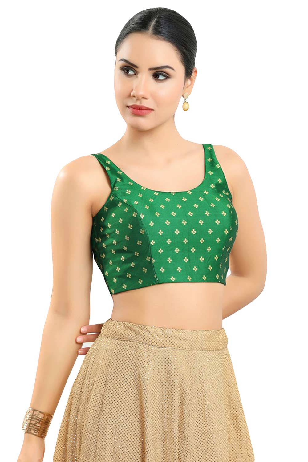 Buy Women's Green Art Silk Readymade Saree Blouse Online