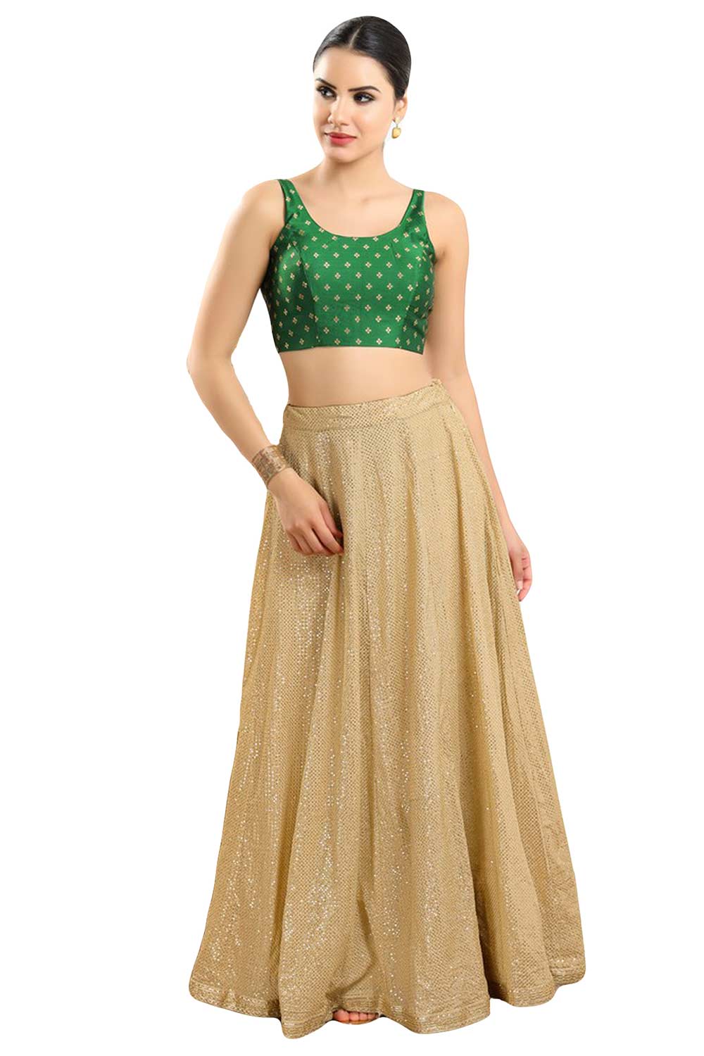 Buy Women's Green Art Silk Readymade Saree Blouse Online - Zoom In