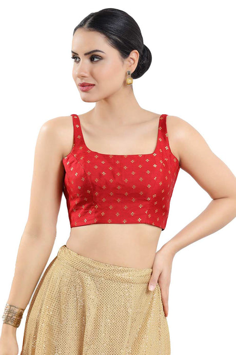 Buy Women's Red Art Silk Readymade Saree Blouse Online