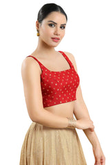 Buy Women's Red Art Silk Readymade Saree Blouse Online - Side