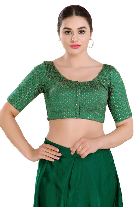 Buy Women's Green Art Silk Readymade Saree Blouse Online