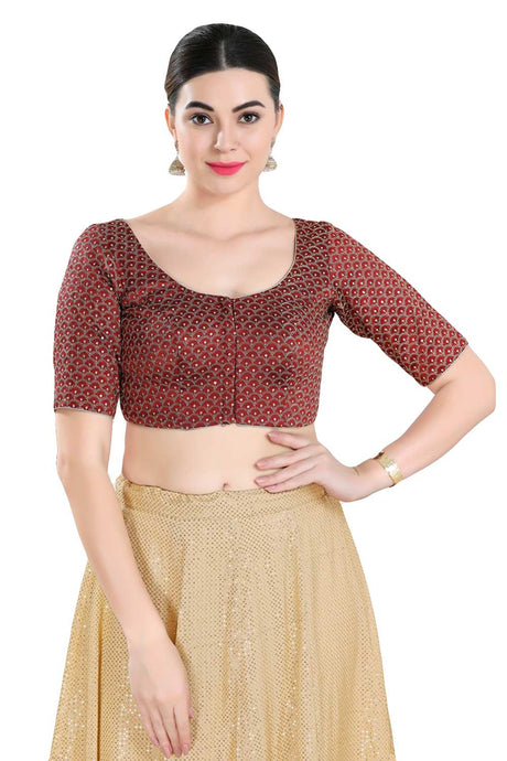 Buy Women's Maroon Art Silk Readymade Saree Blouse Online
