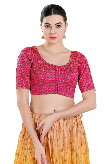 Buy Women's Pink Art Silk Readymade Saree Blouse Online
