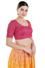 Buy Women's Pink Art Silk Readymade Saree Blouse Online - Side