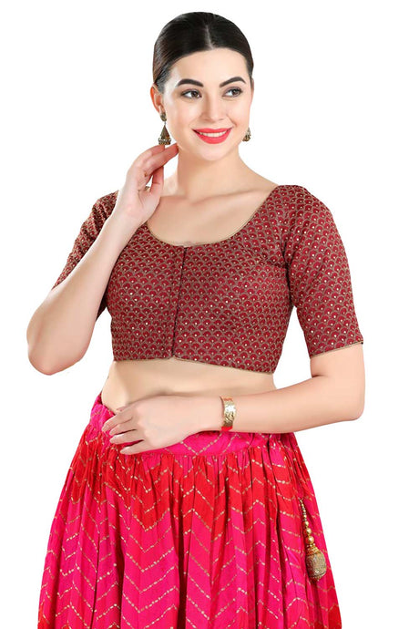Buy Women's Red Art Silk Readymade Saree Blouse Online