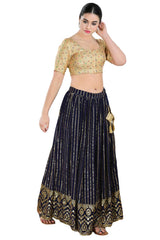 Buy Women's Gold Jacquard Readymade Saree Blouse Online - Zoom In