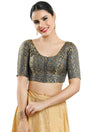 Buy Women's Grey Jacquard Readymade Saree Blouse Online