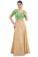 Buy Women's Pista Green Jacquard Readymade Saree Blouse Online - Zoom In