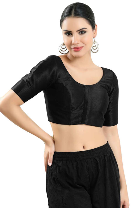 Buy Women's Black Art Silk Readymade Saree Blouse Online
