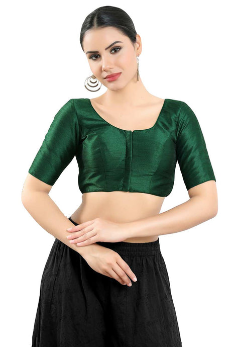 Buy Women's Bottle Green Art Silk Readymade Saree Blouse Online