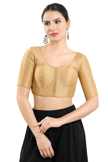 Buy Women's Gold Art Silk Readymade Saree Blouse Online