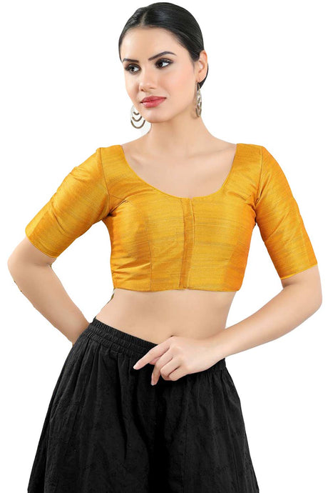 Buy Women's Mustard Art Silk Readymade Saree Blouse Online