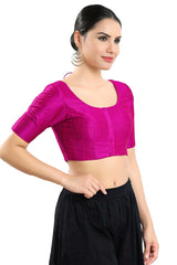 Buy Women's Purple Art Silk Readymade Saree Blouse Online - Front