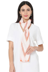 Buy Rayon Ikat Stole in White and Orange
