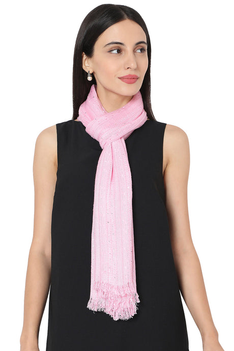 Buy Rayon Sequin Stole in Baby Pink