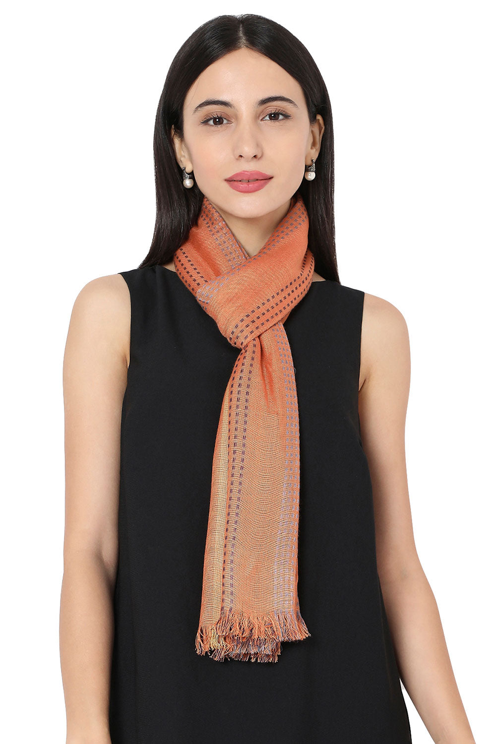 Buy Rayon Woven Stole in Brown