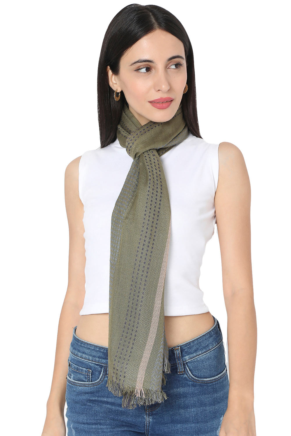Buy Rayon Woven Stole in Green