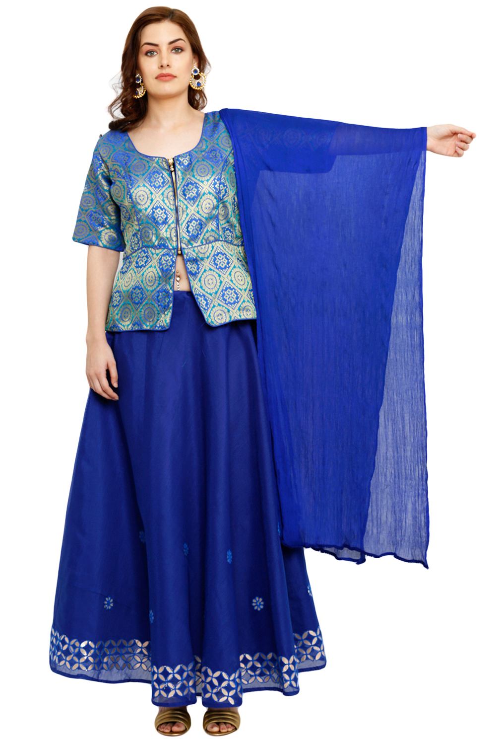 Buy Brocade Art Silk Embroidered Lehenga Choli in Blue