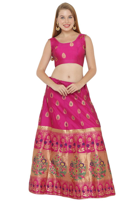 Buy Art Silk Foil Print Lehenga Choli in Pink