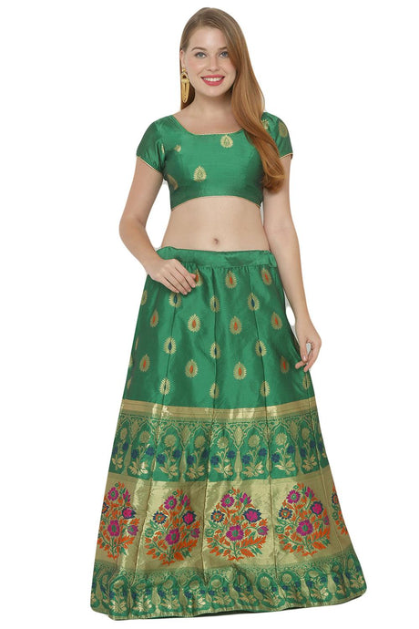 Buy Art Silk Foil Print Lehenga Choli in Green