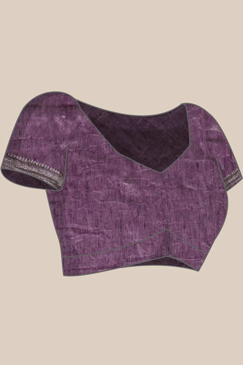 Buy Linen Blend Zari Woven Saree in Purple Online - Zoom In