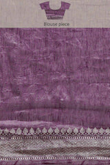 Buy Linen Blend Zari Woven Saree in Purple Online - Zoom Out