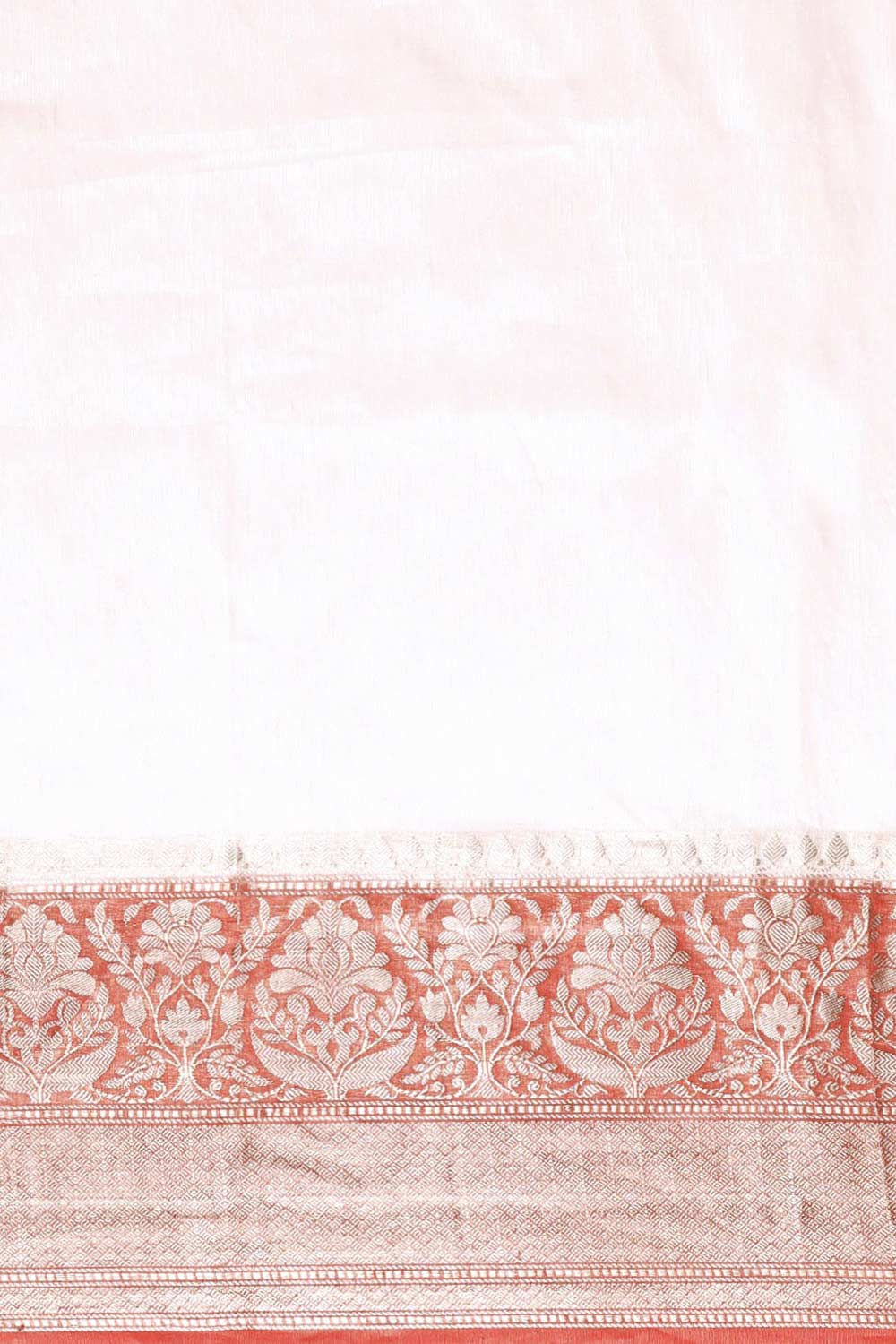 Buy Linen Blend Zari Woven Saree in White Online - Front