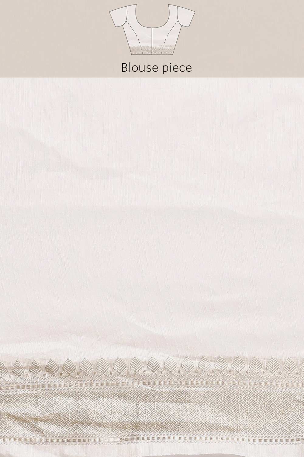 Buy Linen Blend Zari Woven Saree in White Online - Zoom Out