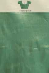 Buy Silk Blend Zari Woven Saree in Green Online - Zoom Out