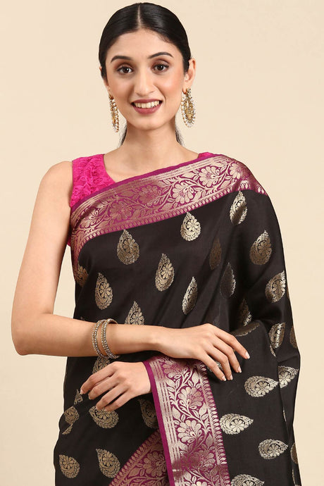 Black Art silk Indian Saree