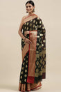 Buy Art Silk Zari Woven Saree in Black Online