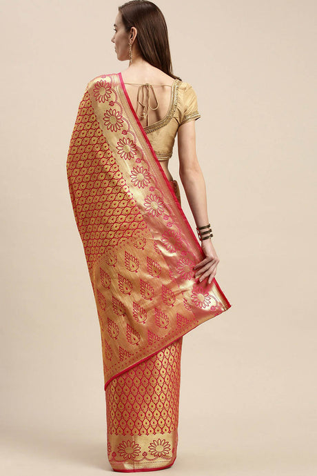 Pink Art Silk Woven Saree in USA