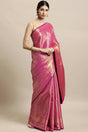 Buy Silk Blend Zari Woven Saree in Pink Online