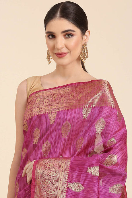 Purple Silk Blend Indian Saree