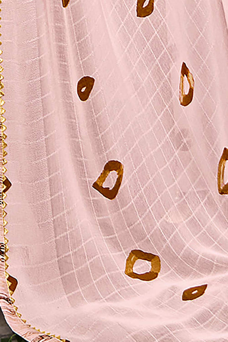 Georgette Rose Gold Printed Designer Saree