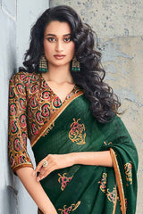 Georgette Green Printed Designer Saree