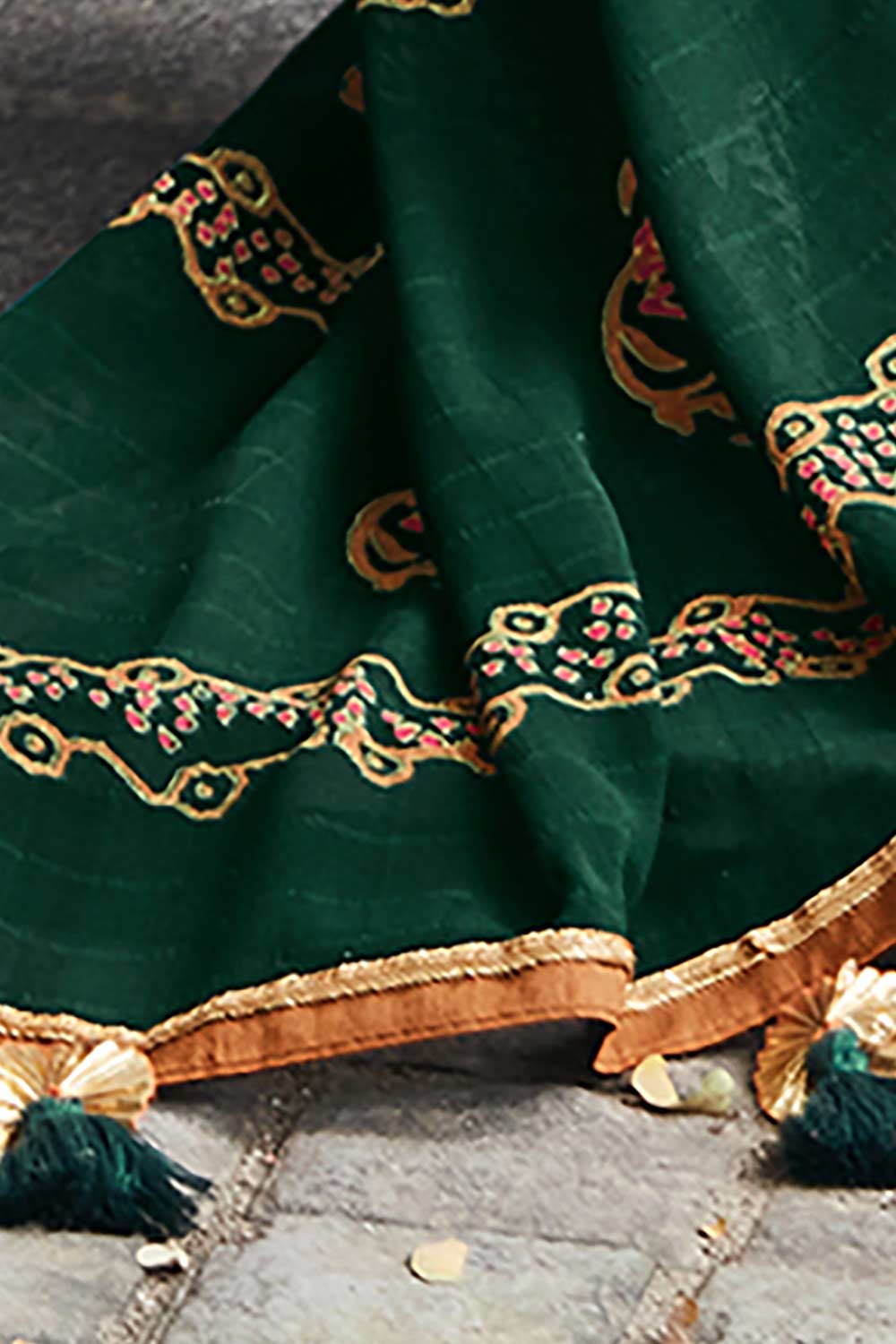 Georgette Green Printed Designer Saree