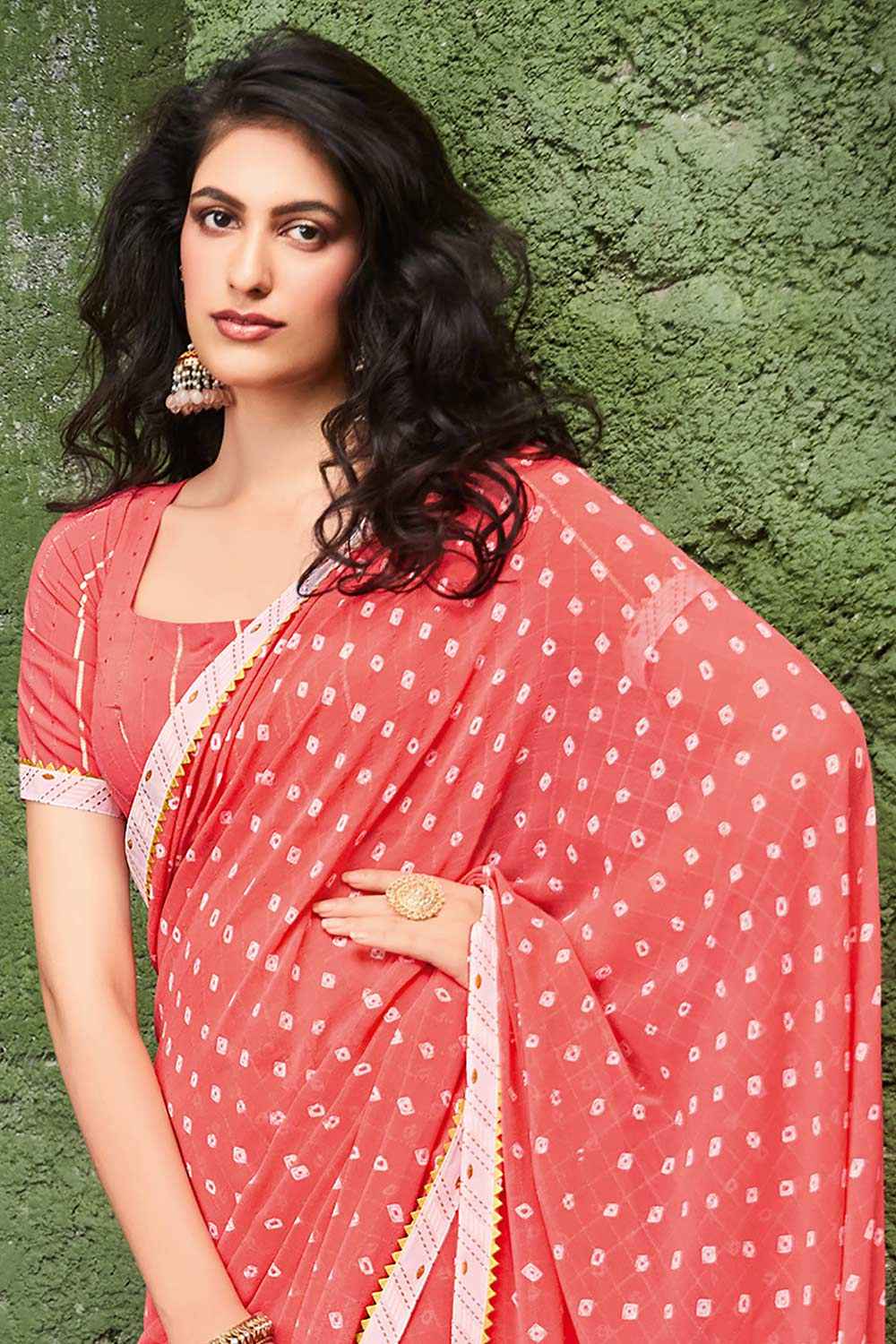 Georgette Pink Printed Designer Saree