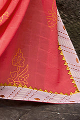 Georgette Pink Printed Designer Saree