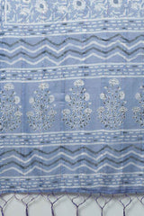 Soft Silk Light Blue Printed Designer Saree