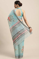 Soft Silk Sea Green Printed Celebrity Saree