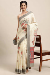 Soft Silk Yellow Printed Designer Saree